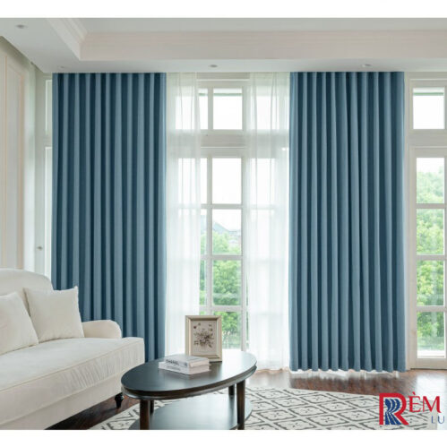 Rèm Vải Màu Cá Voi Xanh Whale Blue 03